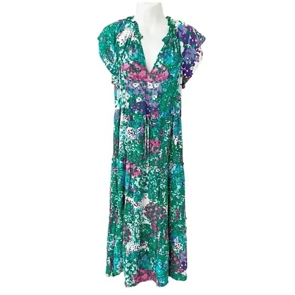 NWT Rails Juni Floral Tiered Midi Dress Gardenia Flower size Small - Picture 2 of 13